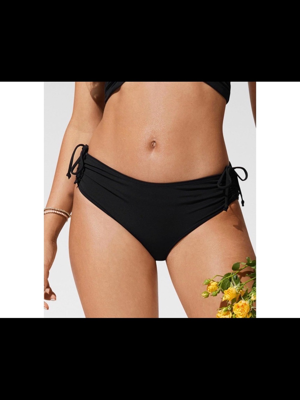 Black Side-Tie Women's Swim Bikini Bottom